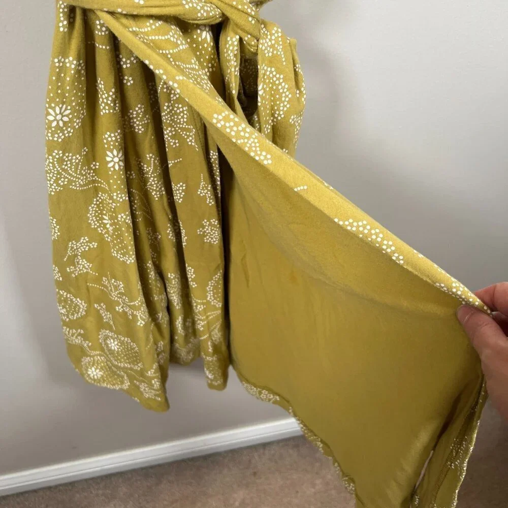 Effie's Heart Theresa Wrap Dress Size Small Green Floral Retro Knee Length - Picture 7 of 9